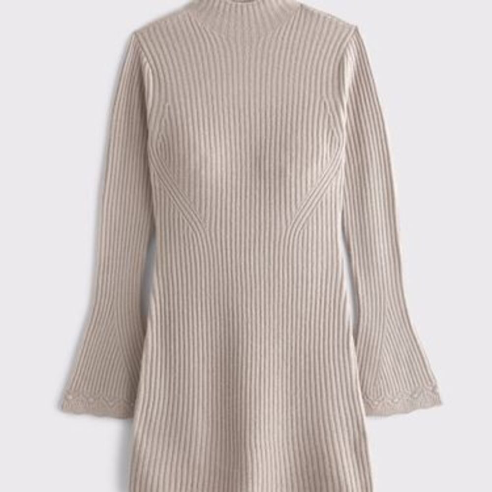 Mockneck Ribbed Mini Sweater Dress - Picture 4 of 5